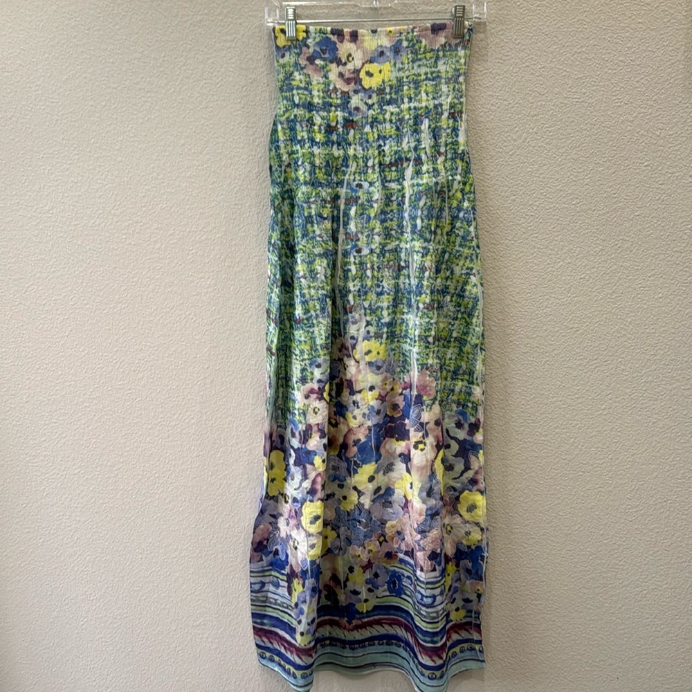 Lapis Floral Strapless Maxi Dress OS EUC